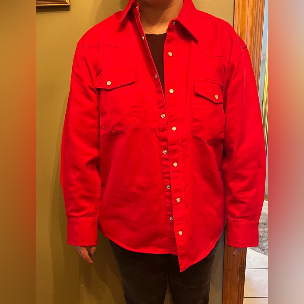 Vintage Men's Marlboro Red denim jacket, L